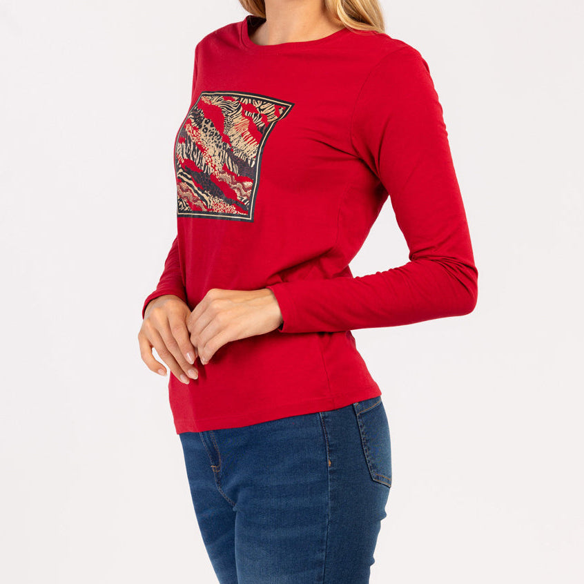 LUMA  - DAMSKA KOSZULKA Z DŁUGIM RĘKAWEM, 100% BAWEŁNY