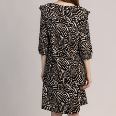 OLIA - SUKIENKA DAMSKA Z RĘKAWAMI ¾ I WZOREM