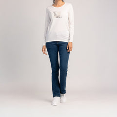 SORA  - DAMSKA KOSZULKA Z DŁUGIM RĘKAWEM, 100% BAWEŁNY