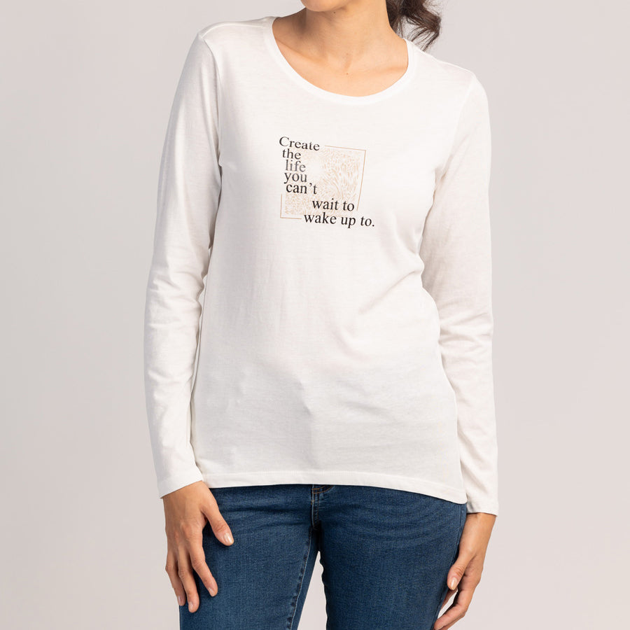 SORA  - DAMSKA KOSZULKA Z DŁUGIM RĘKAWEM, 100% BAWEŁNY