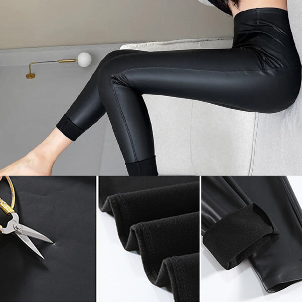 FIERCEFLEX™ - LEGGINSY „SKÓRZANE” OCIEPLANE