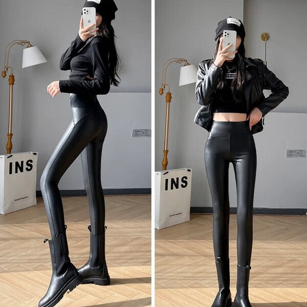 FIERCEFLEX™ - LEGGINSY „SKÓRZANE” OCIEPLANE