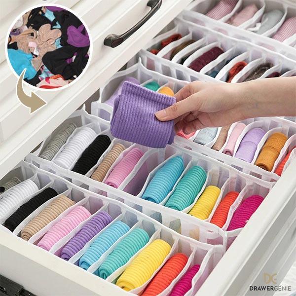 DRAWERGENIE® - 3-CZĘŚCIOWY ZESTAW ORGANIZERÓW DO SZAFY 1 +1 GRATIS